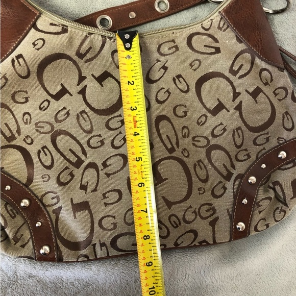 Guess Veneto 2 Tone Brown Logo Handbag - Picture 9 of 12